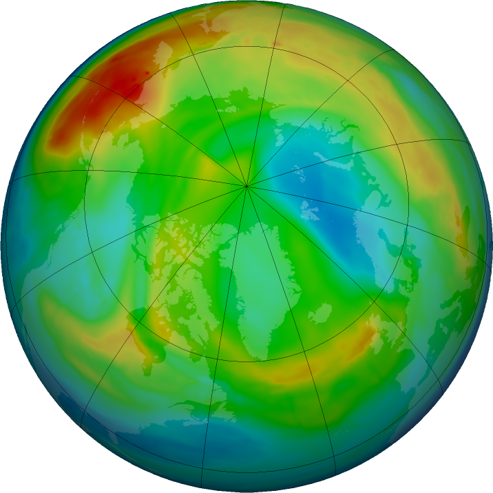 Arctic ozone map for 31 December 2015